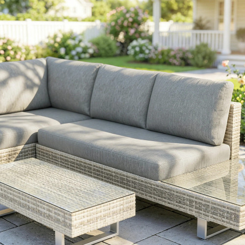 Outsunny Conjunto Muebles Jardín Exterior De Ratán De 3 Piezas Cojines Gris