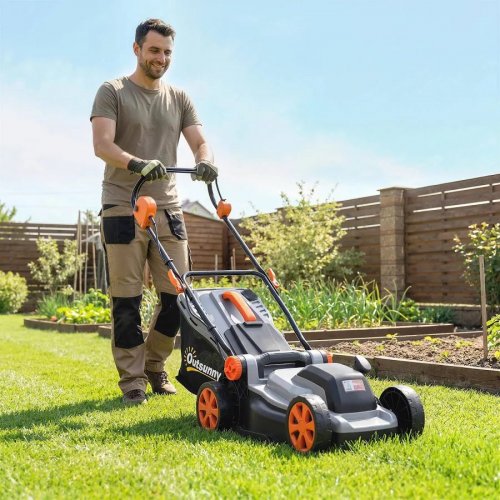 Outsunny Cortacésped A Batería Inalámbrico 18v Con 2 Baterías de 4ah Y Cargador