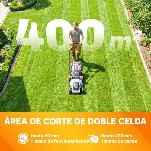 Outsunny Cortacésped A Batería Inalámbrico 18v Con 2 Baterías de 4ah Y Cargador