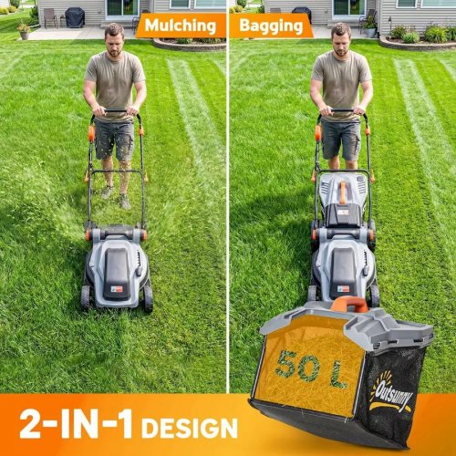 Outsunny Cortacésped Eléctrico Cortacésped Eléctrico 1800W Mulching 40cm