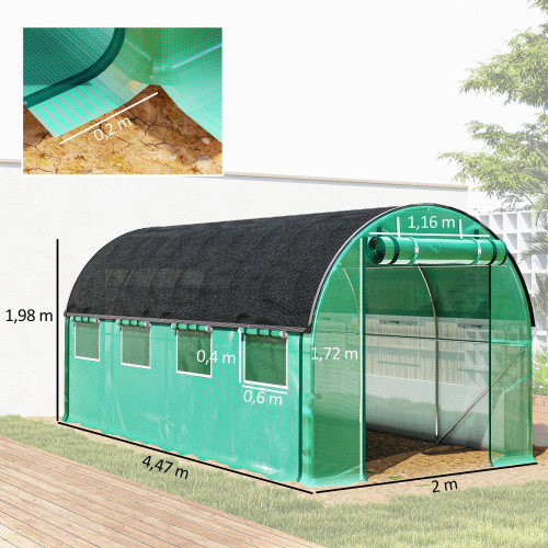Outsunny Invernadero De Exterior 4,5x2x2 M Con Paredes Laterales Enrollables