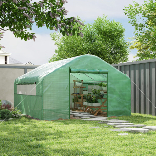 Outsunny Invernadero De Exterior 4x3x2 M Con Cubierta De Pe Anti-uv Verde