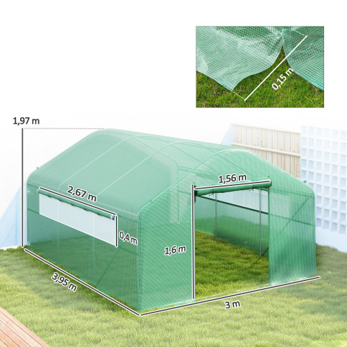Outsunny Invernadero De Exterior 4x3x2 M Con Cubierta De Pe Anti-uv Verde