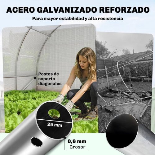 Outsunny Invernadero de Exterior 6x3x2 m Invernadero de Túnel con Puerta con Bisagras