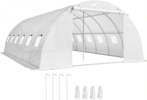 Outsunny Invernadero de Exterior 6x4x2 m Invernadero de Túnel con 2 Varillas de Soporte
