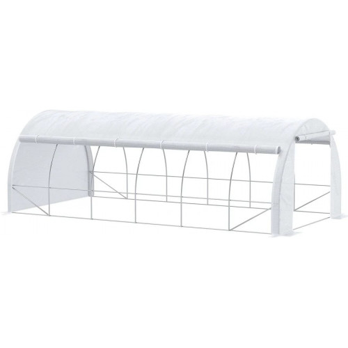 Outsunny Invernadero de Jardín de Túnel 6x3x2 m con Puerta y 12 Ventanas Enrollables de Polietileno 140 g/m² y Acero Galvanizado