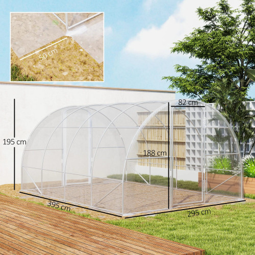 Outsunny Invernadero De Túnel 4x3x2 M Con 2 Puertas Transparente