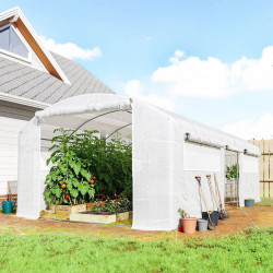 Outsunny Invernadero de Túnel 6x3x2 M con 3 Puertas Enrollables Ventanas
