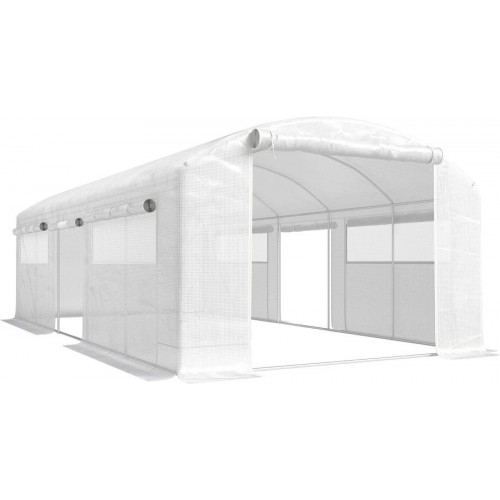 Outsunny Invernadero de Túnel 6x3x2 M con 3 Puertas Enrollables Ventanas