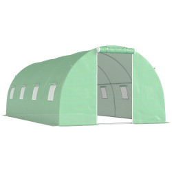Outsunny Invernadero De Túnel 6x3x2 M Con Puerta Enrollable Y 8 Ventanas Verde