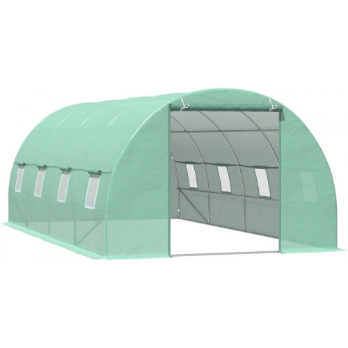 Outsunny Invernadero de Túnel verde con Puerta Enrollable para Cultivos