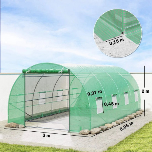 Outsunny Invernadero de Túnel verde con Puerta Enrollable para Cultivos