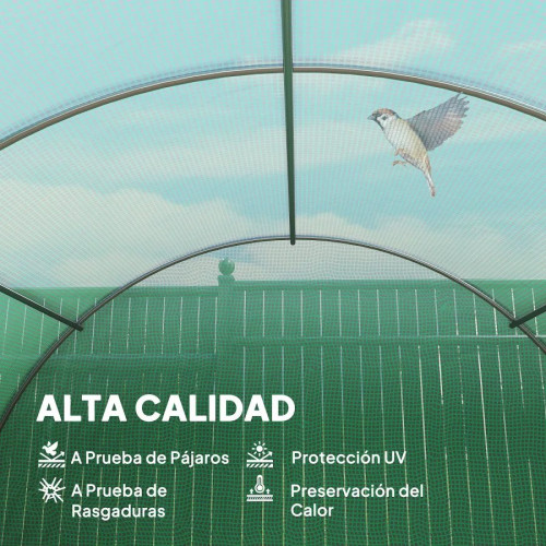 Outsunny Invernadero de Túnel verde con Puerta Enrollable para Cultivos
