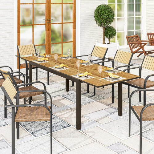 Outsunny Mesa De Jardín Extensible 160-240 Cm Con Borde De Aluminio Marrón