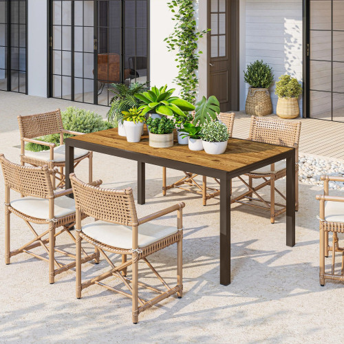 Outsunny Mesa De Jardín Extensible 160-240 Cm Con Borde De Aluminio Marrón