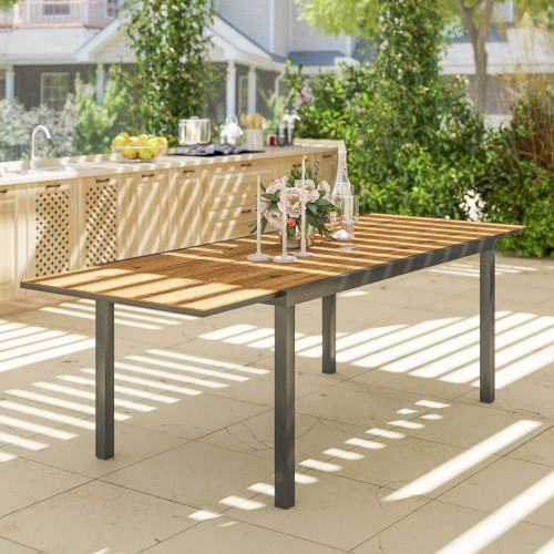 Outsunny Mesa De Jardín Extensible 160-240 Cm Con Borde De Aluminio Marrón