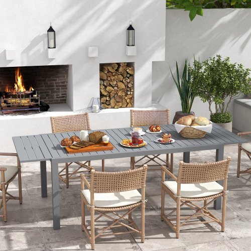 Outsunny Mesa De Jardín Extensible Con Marco De Aluminio 180/240x94x73 Cm Gris