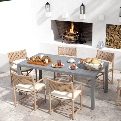 Outsunny Mesa De Jardín Extensible Con Marco De Aluminio 180/240x94x73 Cm Gris