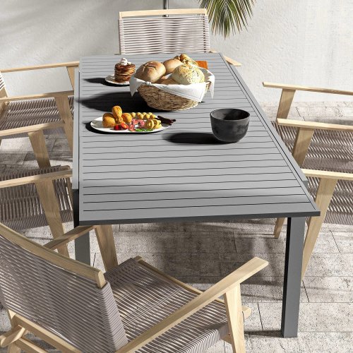 Outsunny Mesa De Jardín Extensible Con Marco De Aluminio 180/240x94x73 Cm Gris