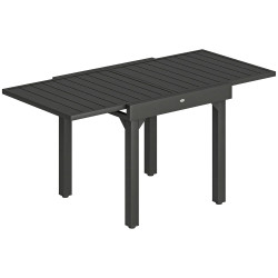 Outsunny Mesa De Jardín Exterior Extensible 80/160 Cm De Aluminio Negro