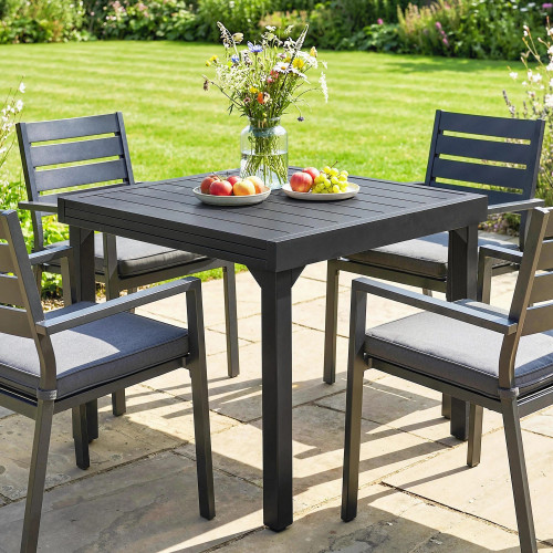 Outsunny Mesa De Jardín Exterior Extensible 80/160 Cm De Aluminio Negro