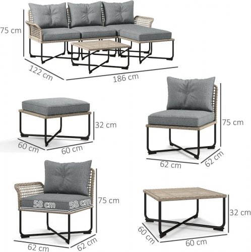 Outsunny Muebles de Jardín Gris