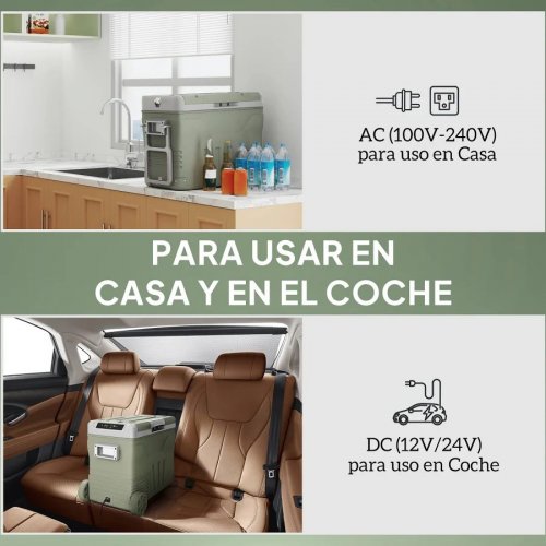 Outsunny Nevera Portátil Eléctrica 45L Refrigerador de Coche 12V/24V -20°C a +20 °C con Pantalla LED Táctil 64,5x43,5x53 cm