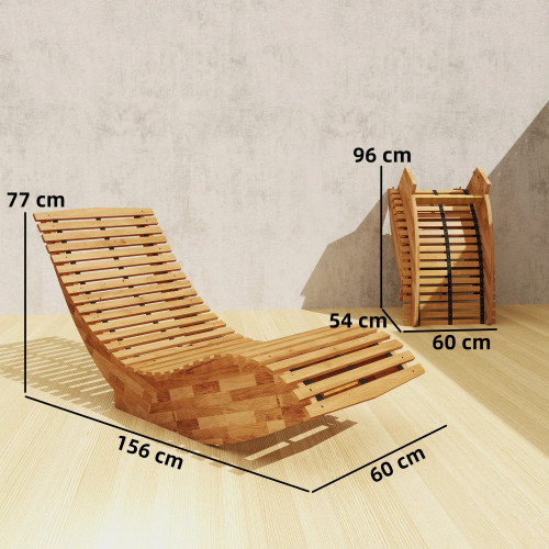 Outsunny Pack De 2 Sillas Mecedoras De Jardín De Madera Plegables Natural