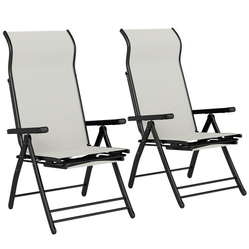 Outsunny Pack De 2 Sillas Plegables Reclinables Con Respaldo Alto Ajustable Gris