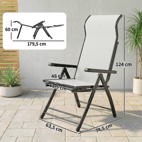 Outsunny Pack De 2 Sillas Plegables Reclinables Con Respaldo Alto Ajustable Gris