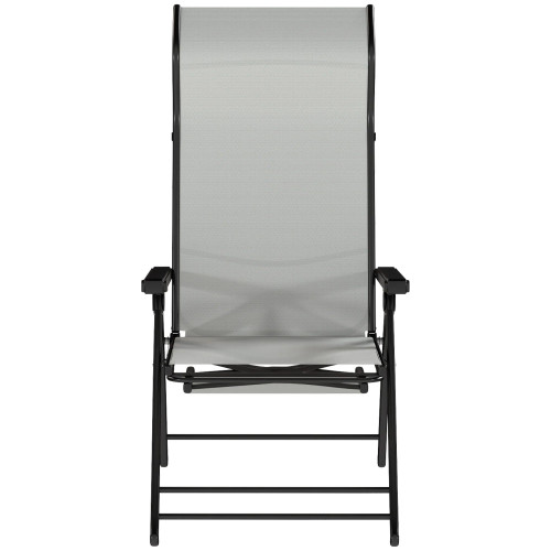 Outsunny Pack De 2 Sillas Plegables Reclinables Con Respaldo Alto Ajustable Gris