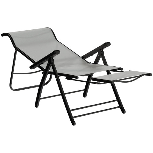 Outsunny Pack De 2 Sillas Plegables Reclinables Con Respaldo Alto Ajustable Gris