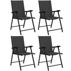 Outsunny Pack De 4 Sillas De Camping Plegables Tela Textilene 58x62x97 Cm Negro