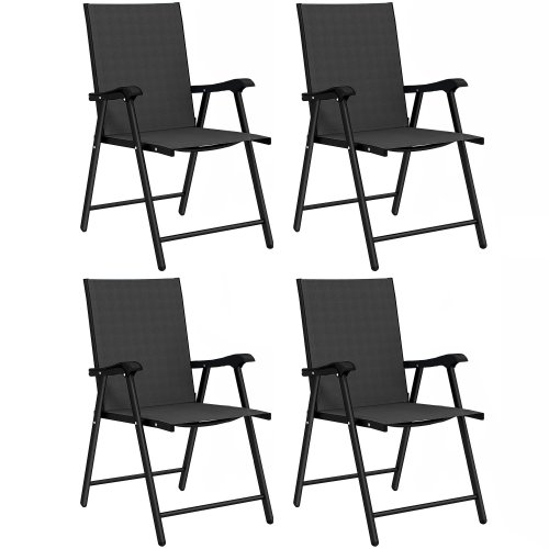 Outsunny Pack De 4 Sillas De Camping Plegables Tela Textilene 58x62x97 Cm Negro