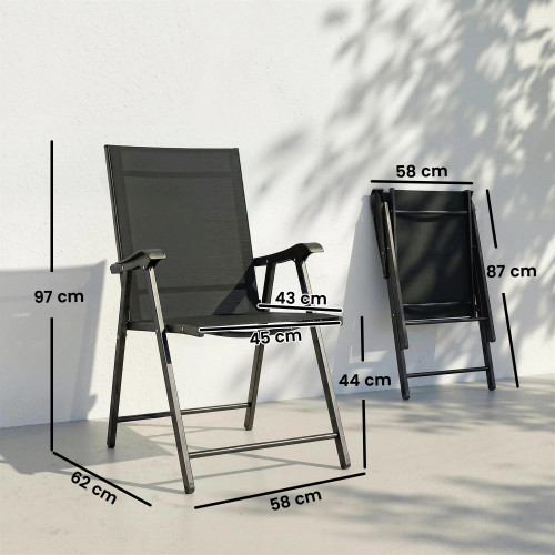 Outsunny Pack De 4 Sillas De Camping Plegables Tela Textilene 58x62x97 Cm Negro