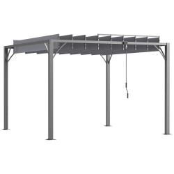 Outsunny Pérgola 3x3 M Con Diseño De Lamas Superior Giratorio Hasta 135° Gris
