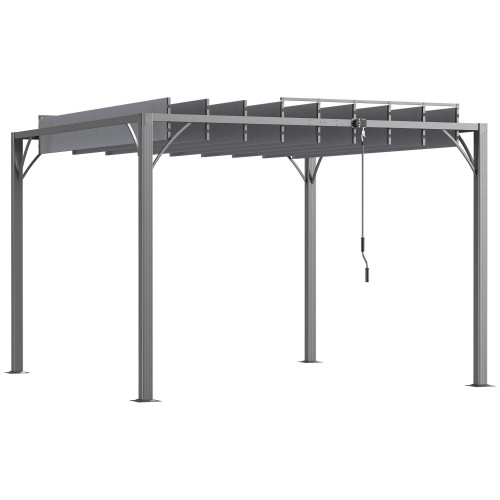 Outsunny Pérgola 3x3 M Con Diseño De Lamas Superior Giratorio Hasta 135° Gris