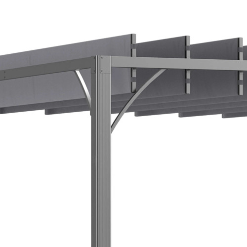 Outsunny Pérgola 3x3 M Con Diseño De Lamas Superior Giratorio Hasta 135° Gris