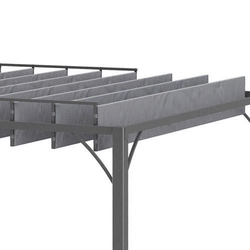 Outsunny Pérgola 3x3 M Con Diseño De Lamas Superior Giratorio Hasta 135° Gris