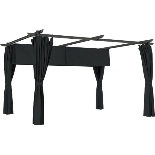 Outsunny Pérgola con Techo Retráctil 4x3 m Cenador con Paredes