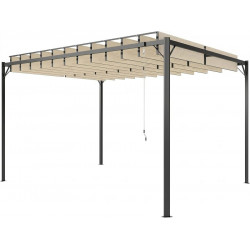 Outsunny Pérgola de Jardín 3x4 m con Protección UPF 50+ Gazebo con Techo Ajustable Estructura de Metal para Exterior