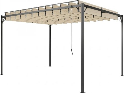 Outsunny Pérgola de Jardín 3x4 m con Protección UPF 50+ Gazebo con Techo Ajustable Estructura de Metal para Exterior