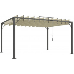 Outsunny Pérgola de Jardín 3x4 m con Protección UPF30+ Gazebo con Techo Ajustable Estructura de Aluminio para Exterior