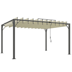 Outsunny Pérgola De Jardín 3x4 M Con Techo De Lamas Orientables Upf30+ Crema
