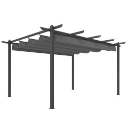 Outsunny Pérgola De Jardín 4x3 M Con Techo Retráctil Y Marco De Aluminio Gris