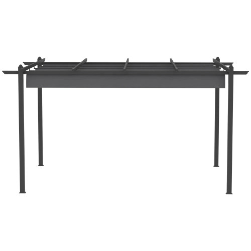 Outsunny Pérgola De Jardín 4x3 M Con Techo Retráctil Y Marco De Aluminio Gris