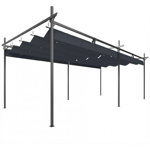 Outsunny Pérgola de Jardín 6x3 m con Techo Retráctil Upf30+ Gris Oscuro
