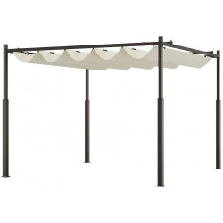 Outsunny Pérgola de jardín exterior 3x3 m con techo retráctil y fijación magnética