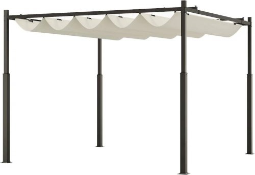Outsunny Pérgola de jardín exterior 3x3 m con techo retráctil y fijación magnética