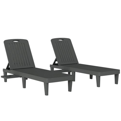 Outsunny Set De 2 Tumbonas De Jardín Exterior Reclinables Bandeja Lateral Gris